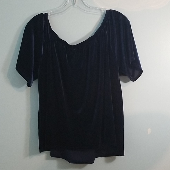 Penningtons blue velvet like fuzzy drop shoulder top 1X - Picture 2 of 8